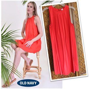 🌟FREE with purchase🌟 Old Navy Red Pleated Round Neck Tunic Dress - Size S